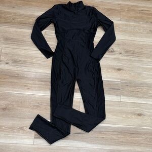 Woman’s  Black One Piece Catsuit with mesh Panels